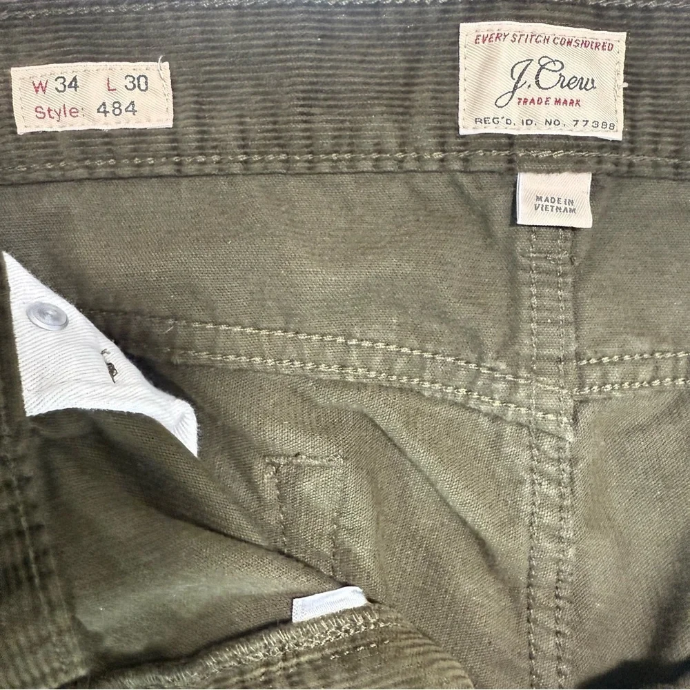 J. Crew Dark Green Corduroy Pants. Size 34x30